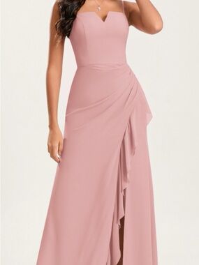 JJs House One-Shoulder Dusty Rose Evening Gown Bridesmaid Dress